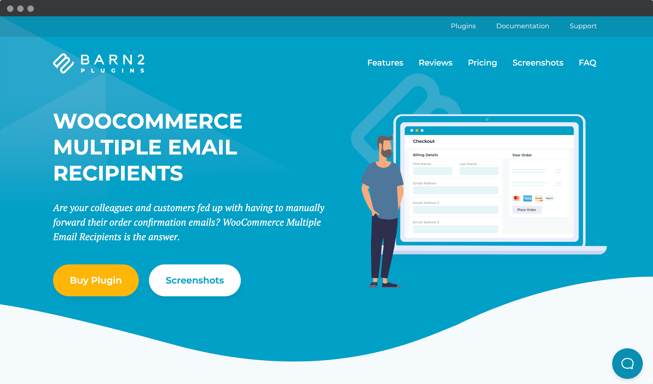 Screenshot of Barn2 Woocommerce multiple email recipients website