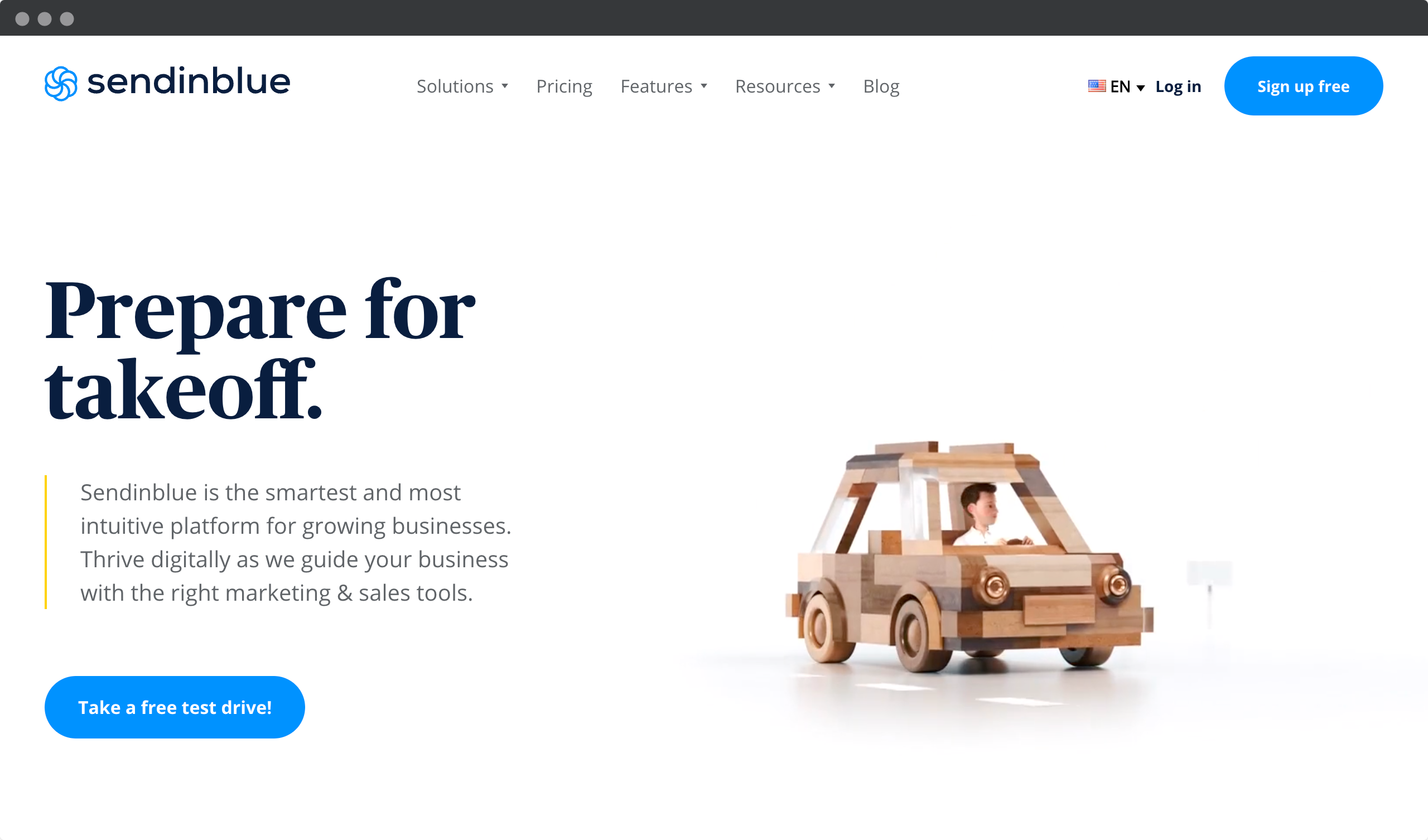 Screenshot of Sendinblue website - email marketing platform for Woocommerce