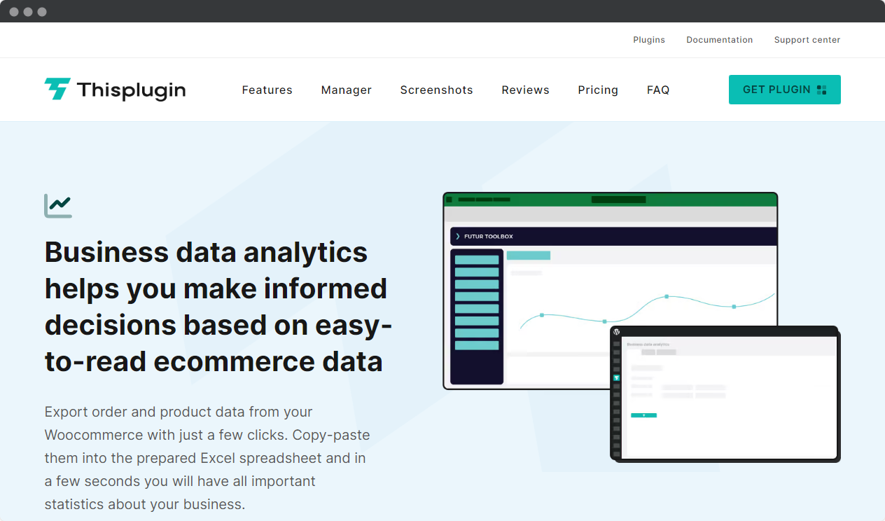 Screenshot of the Business Data Analytics plugin from Thisplugin.com, which is a Wordpress plugin