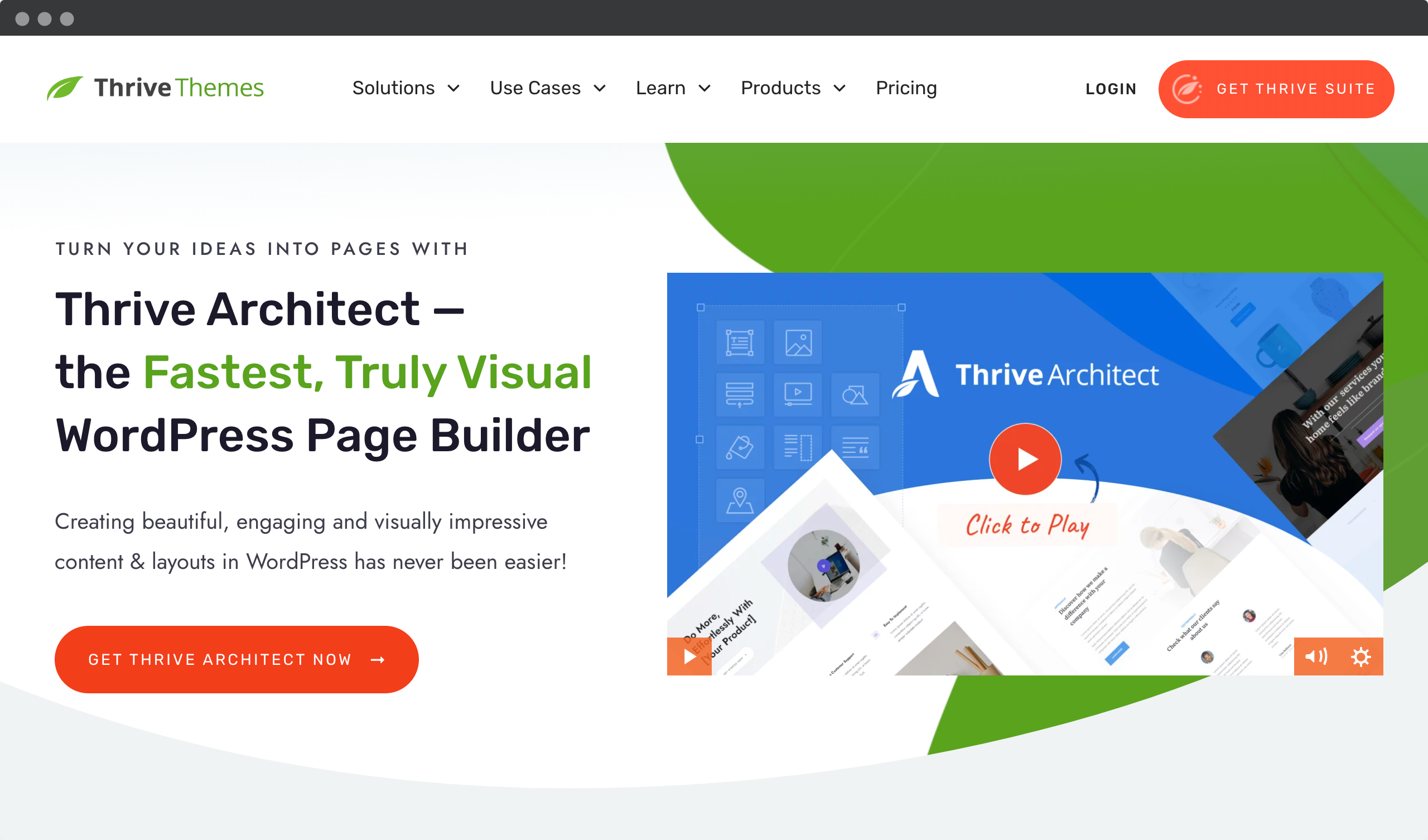 Screenshot of Thrive Architect website - Page Builder for WordPress